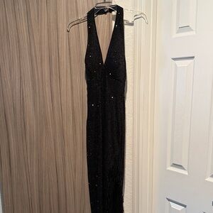 Elegant Black Halter Dress